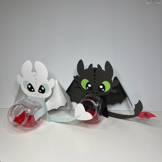 Toothless & Lightfury SVG Bundle: Dragon Party Decor Cut Files How to Train Your Dragon Cricut SVG candy holder for birthday party