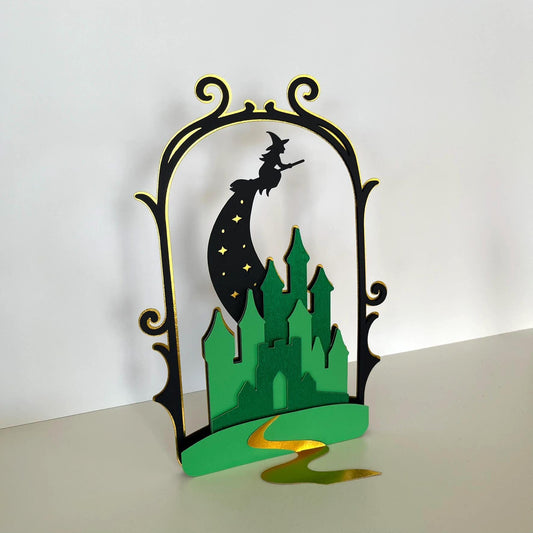 Wicked SVG Wicked Cake Topper SVG Emerald City Digital Download Wicked for good Paper Craft Layer Flying Broom Witch Wizard of Oz