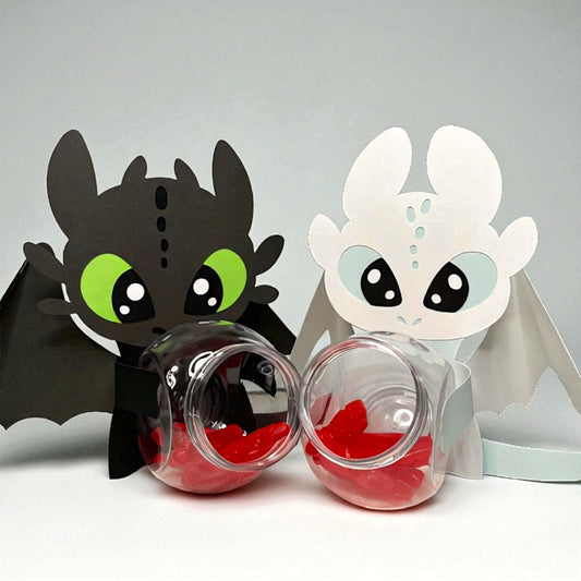 Toothless & Lightfury SVG Bundle: Dragon Party Decor Cut Files How to Train Your Dragon Cricut SVG candy holder for birthday party